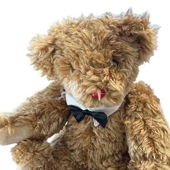 1997 Vermont Teddy Bear 22” Jointed Plush Honey Brown Removable Bow Tie Collar - Picture 4 of 8